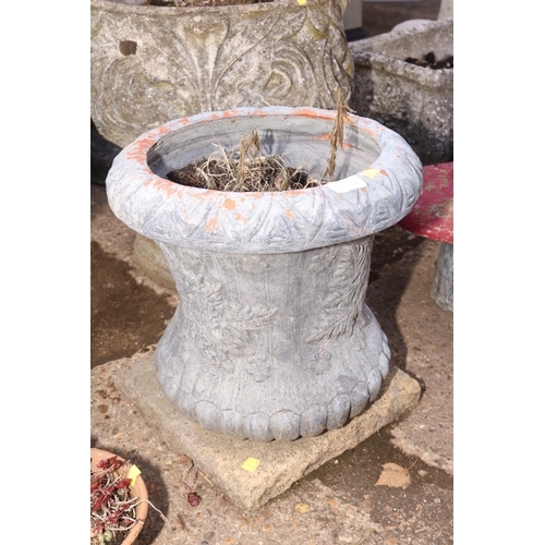 75 - PAIR OF CONCRETE URN PLANTERS & 1 OTHER