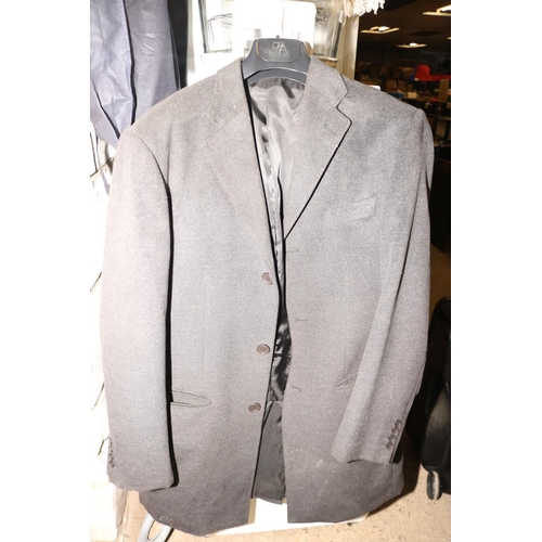 104 - 2 MENS WOOL CASHMERE OVER COATS (1 BLACK & 1 GREY, NO SIZE)