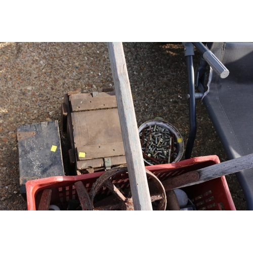 83 - MISC BITS - NAILS, SCREWS, WHEEL, ETC