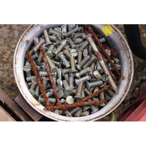 83 - MISC BITS - NAILS, SCREWS, WHEEL, ETC