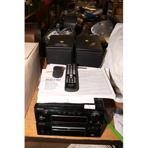 95 - DENON CD PLAYER & RADIO WTH SPEAKERS & MANUAL