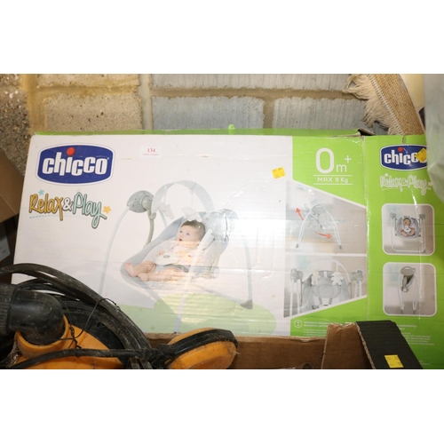 134 - CHICCO RELAX & PLAY BABYS SWING CHAIR WITH SOUNDS