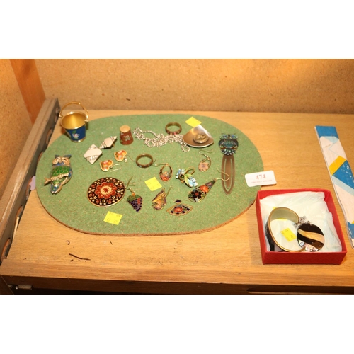474 - ENAMELLED JEWELLERY WITH MEXICAN SILVER BRACELET/NECKLACE SET