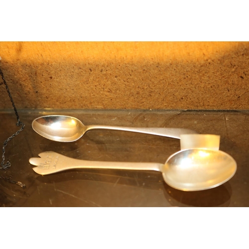 480 - WHITE METAL SHIP & 5 SPOONS, ETC (SOME CONTINENTAL)