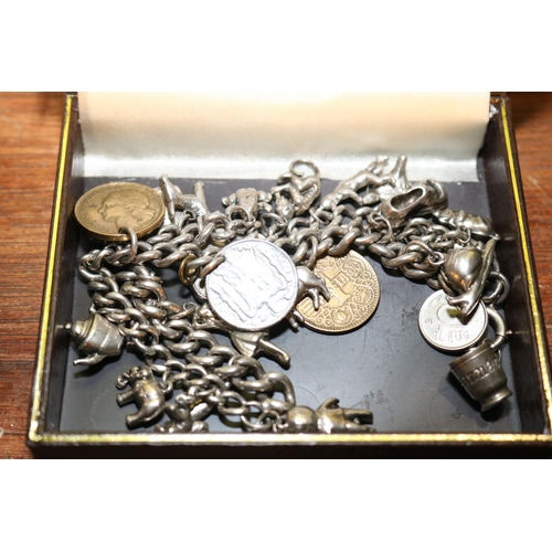 482 - SILVER CHARM BRACELET - 98 GRAMS