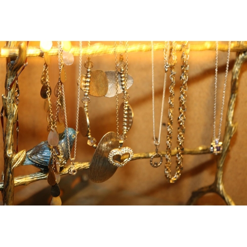 483 - UNUSUAL ENAMELLED BUD DESIGN JEWELLERY STAND WITH NECKLACES