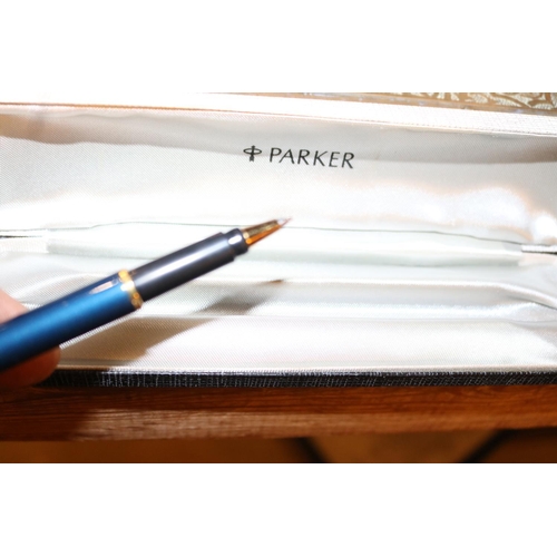 485 - NUMEROUS PARKER PENS (SOME CASED), PAPREMATE, REFILLS, ETC