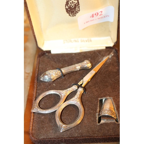 492 - STERLING SILVER SEWING SET - STAMPED 925