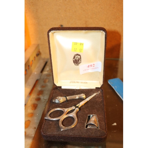 492 - STERLING SILVER SEWING SET - STAMPED 925