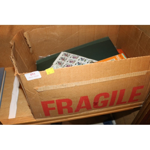 493 - VINATGE STAMP ALBUM 1850'S ONWARDS, LOOSE STAMPS, STANLEY GIBBONS CATALOGUE, MINT STAMPS, ETC