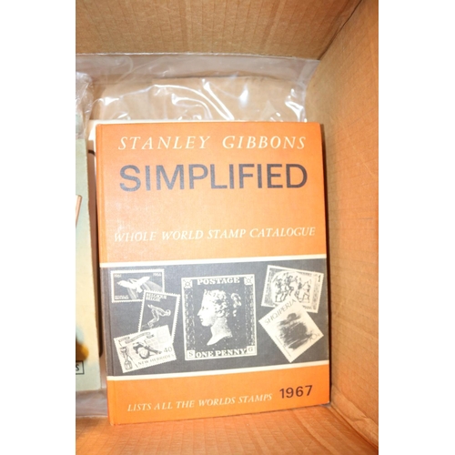 493 - VINATGE STAMP ALBUM 1850'S ONWARDS, LOOSE STAMPS, STANLEY GIBBONS CATALOGUE, MINT STAMPS, ETC