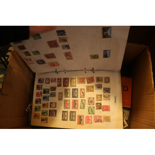 493 - VINATGE STAMP ALBUM 1850'S ONWARDS, LOOSE STAMPS, STANLEY GIBBONS CATALOGUE, MINT STAMPS, ETC