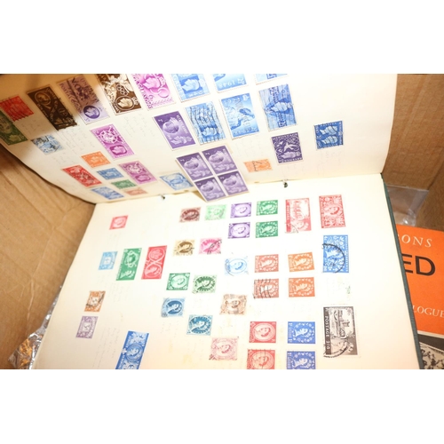 493 - VINATGE STAMP ALBUM 1850'S ONWARDS, LOOSE STAMPS, STANLEY GIBBONS CATALOGUE, MINT STAMPS, ETC