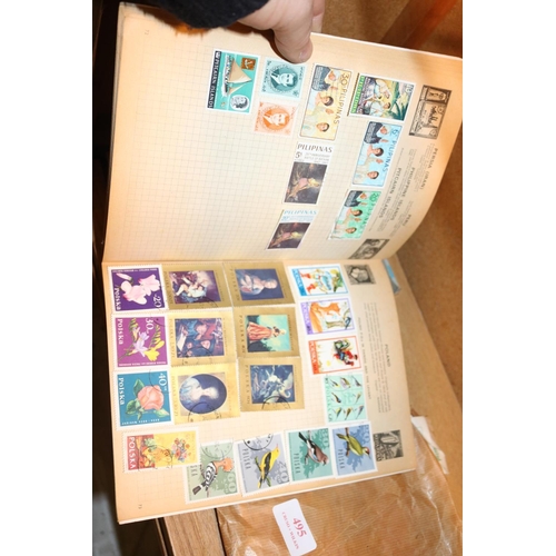 495 - QTY OF FOREIGN STAMP ALBUMS & STAMPS
