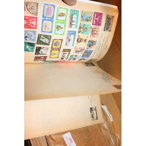 495 - QTY OF FOREIGN STAMP ALBUMS & STAMPS