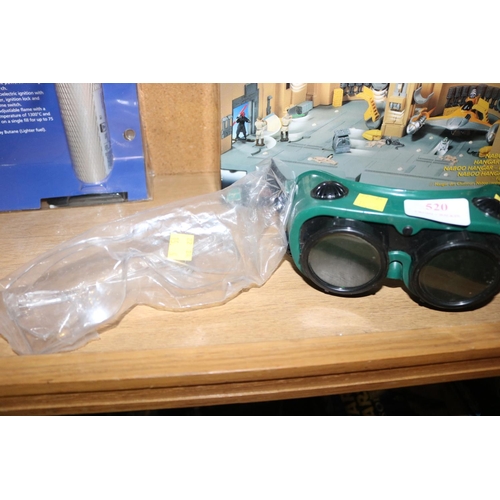 520 - PAIR OF GAS WELDING GOGGLES & A PAIR OF SAFETY SPECS?