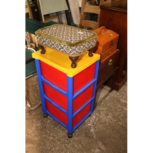 55 - 2 SEWING BOXES & STOOL