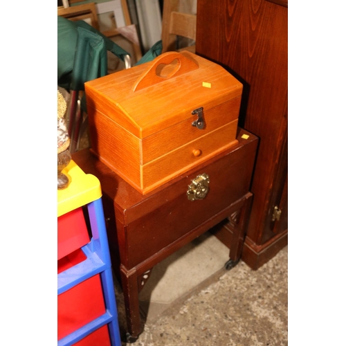 55 - 2 SEWING BOXES & STOOL