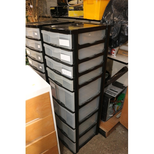 63 - 2, 8 DRAWER PLASTIC STORAGE UNITS