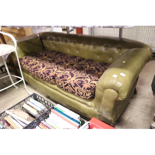 636 - LEATHER CHESTERFIELD DROP END SOFA