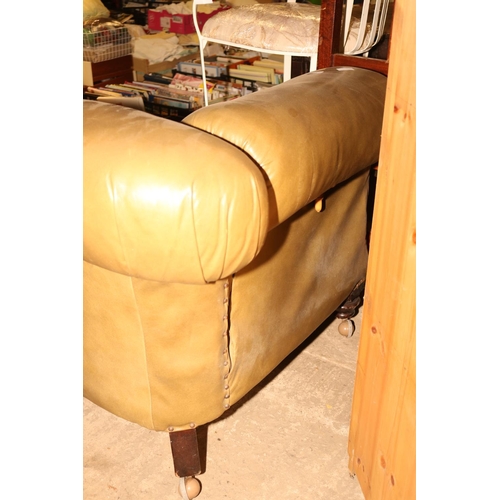 636 - LEATHER CHESTERFIELD DROP END SOFA