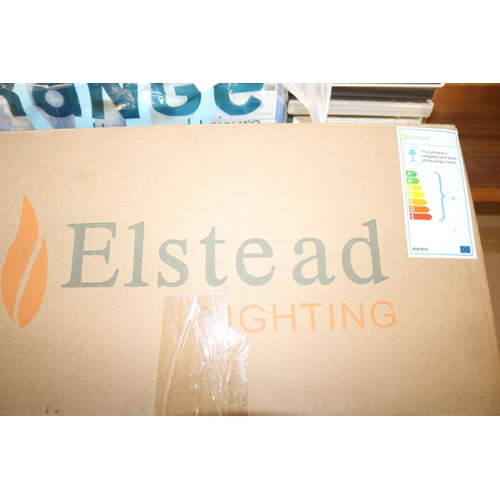 107 - NEW & UNUSED ELSTEAD SEMI-FLUSH POLISHED NICKEL LIGHT FITTING (2 X 60W)