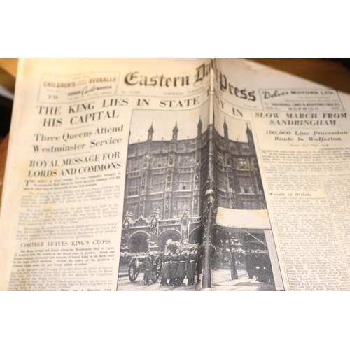 208 - BOX OF VINTAGE EDP, LYNN NEWS, INCL KING GEORGE VI DEATH