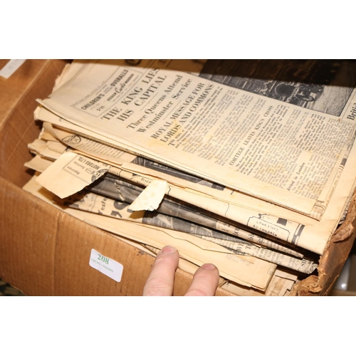 208 - BOX OF VINTAGE EDP, LYNN NEWS, INCL KING GEORGE VI DEATH