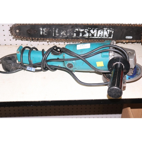 217 - SMALL ANGLE GRINDER - WORKING - WARRANTED UNTIL 12 NOON TUESDAY FOLLOWING THE ABOVE SALE