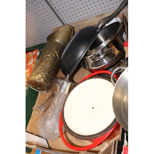 233 - 3 BOXES OF COOKWARE & MISC