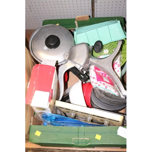 238 - 4 BOXES OF KITCHEN MISC & BOX PICNIC SET