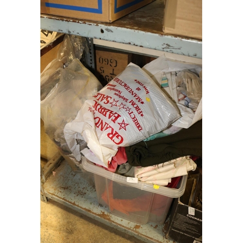 276 - BOX & 3 BAGS OF VINTAGE MATERIAL