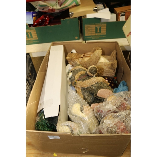 279 - BOX OF ASSORTED XMAS DECORATIONS & GARLAND