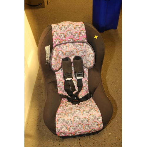 320 - TEAM TEX 'UNICORN' CAR SEAT 0-18KG - TILT ADJUSTABLE, FORWARD OR REAR FACING