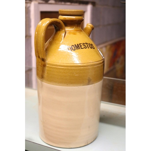 382 - STONEWARE 'DOMESTOS' FLAGON