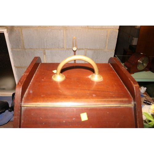 384 - A WOODEN COAL SCUTTLE