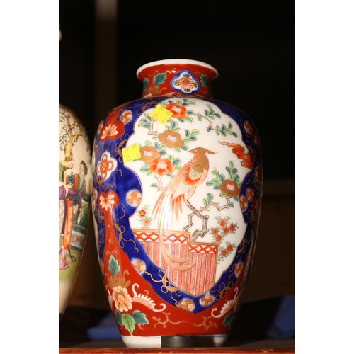 393 - 2 CHINESE VASES & JAPANESE IMARI VASE, 30CM