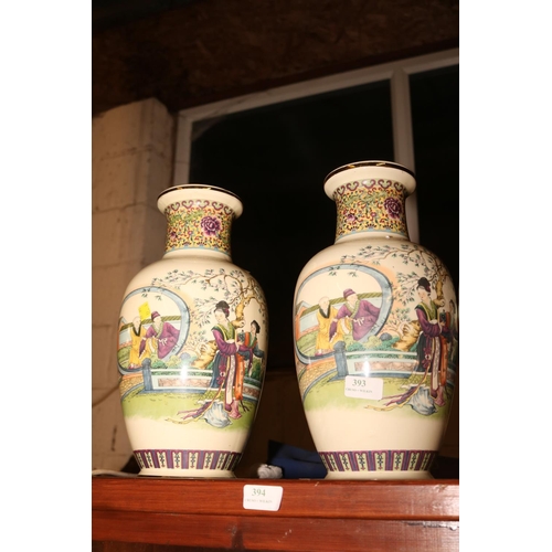 393 - 2 CHINESE VASES & JAPANESE IMARI VASE, 30CM