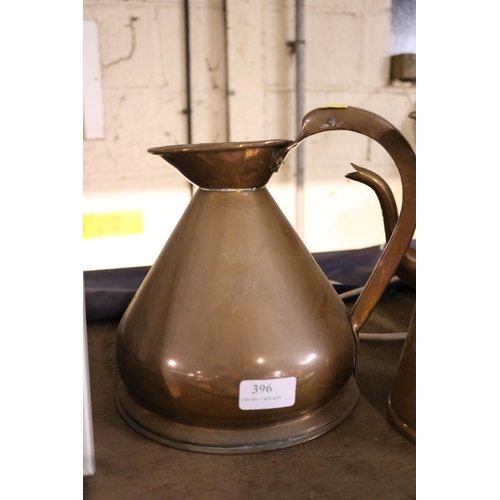 396 - COPPER KETTLE & 2 JUGS