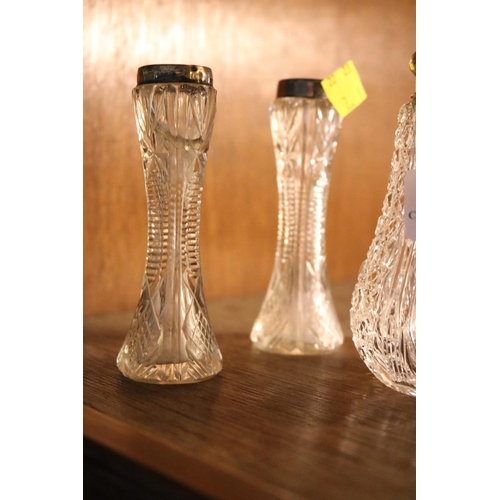 404 - SILVER TOPPED SUGAR SHAKER & 2 SILVER GLASS FLUTES?