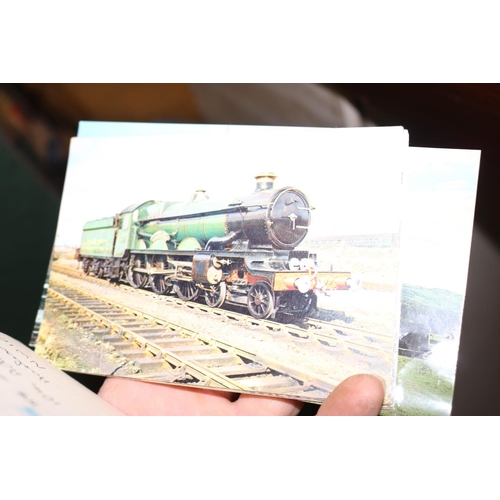 409 - QTY OF RAILWAY POSTCARDS, CIGARETTE CARDS, ETC