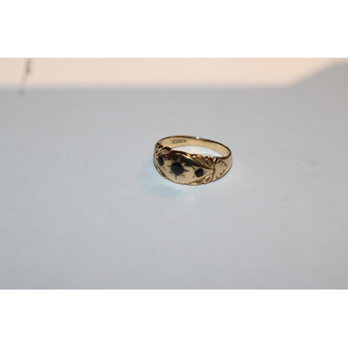 439 - 9CT RING WITH 3 STONES - 2.3GMS TOTAL