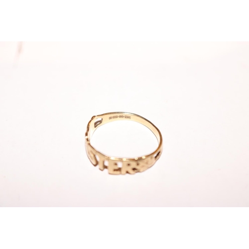 449 - 9CT GOLD ''SISTER'' RING 1.6GMS