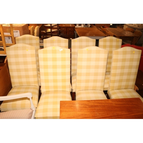 542 - 8 YELLOW CHECK CHAIRS