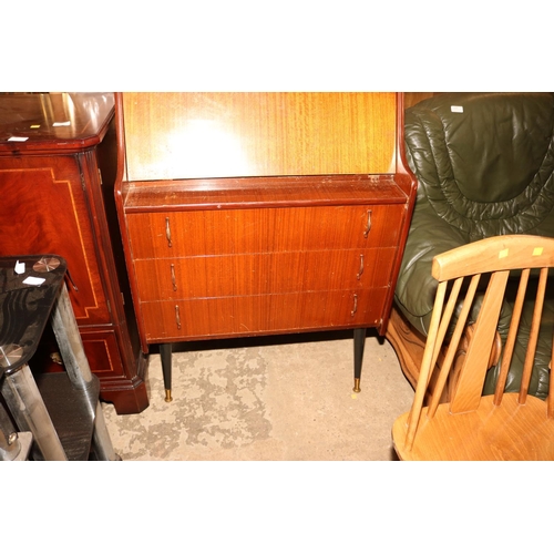 554 - VINTAGE TEAK 3 DRAWER BUREAU