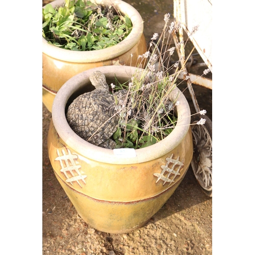 57 - 2 X GLAZED GARDEN POTS