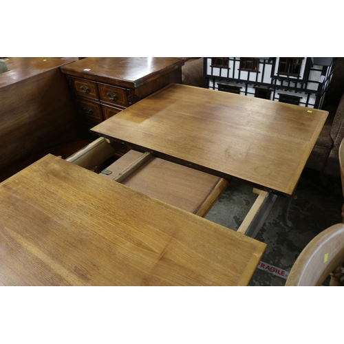 588 - DINING TABLE, WOOD TOP, GREEN LEGS