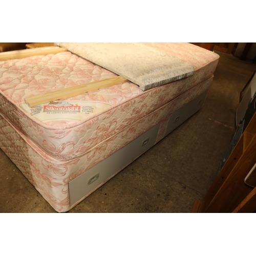 617 - 2 DRAWER SINGLE DIVAN BED & MATTRESS WITH HEADBOARD