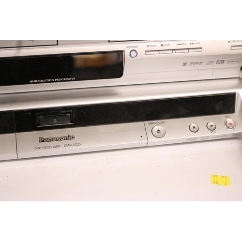 91 - PANASONIC DVD RECORDER, TOSHIBA VIDEO/DVD COMBI & HUMAX - NO REMOTES - WARRANTED UNTIL 12 NOON TUESD... 