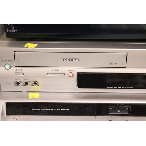 91 - PANASONIC DVD RECORDER, TOSHIBA VIDEO/DVD COMBI & HUMAX - NO REMOTES - WARRANTED UNTIL 12 NOON TUESD... 